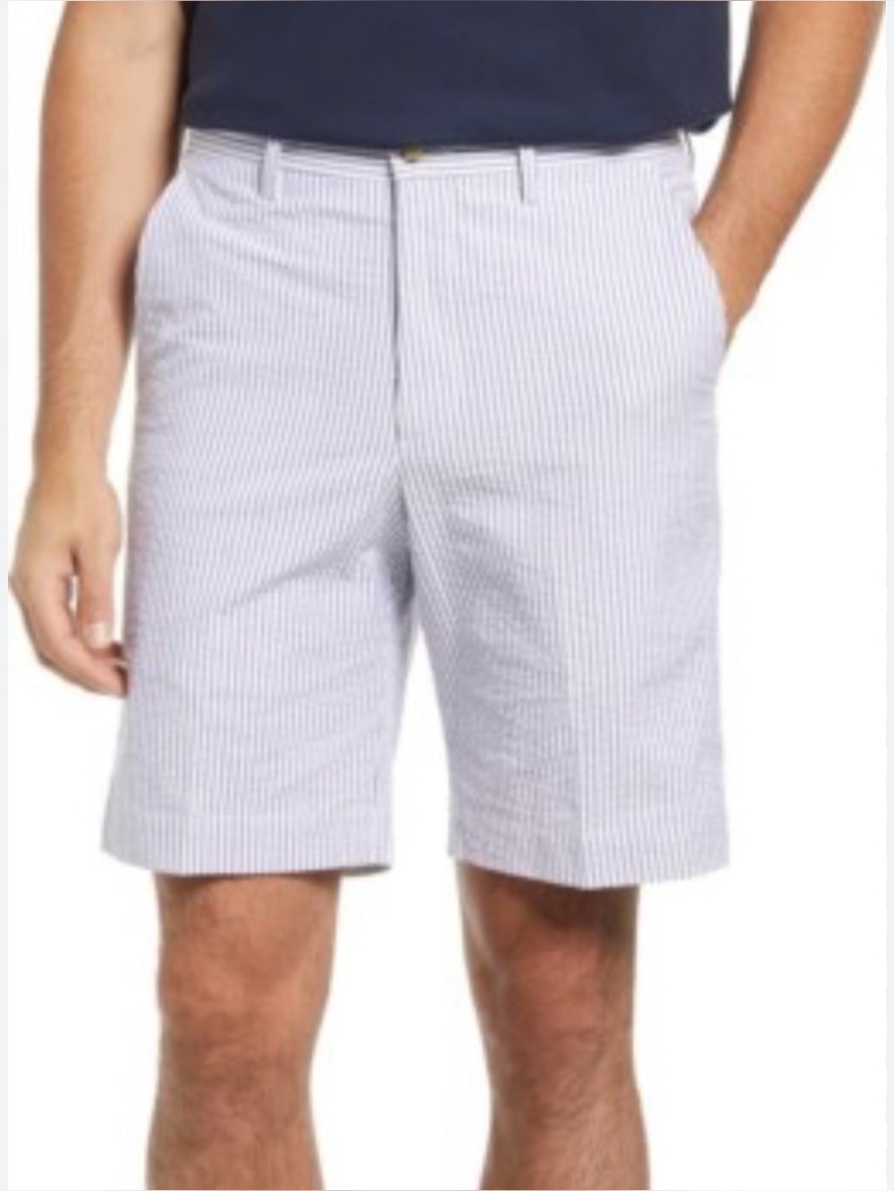 Berle Men's Seersucker cotton Stripe Shorts - White & lavender size 38 - New